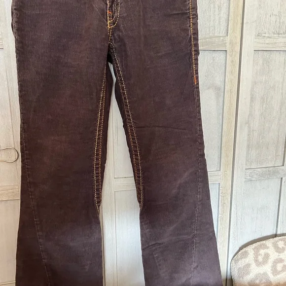 True Religion Joey Big T Brown Corduroy Pants Flap Pockets Style - Picture 1 of 3